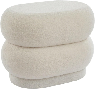 Vente-unique - Hocker - Bouclé-Stoff - Weiß - LECINIO