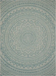 SAFAVIEH Zeitgenössische Teppich für Wohnzimmer, Esszimmer, Schlafzimmer - Courtyard Collection, Kurzer Flor, Hellgrau und Aqua, 201 X 290 cm