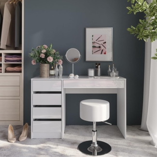 Schminktisch Sherry Weiß/Weiß Hochglanz 119.8 cm mit Hocker Vicco