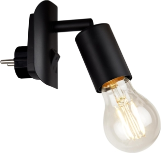 BRILONER - Leselampe Bett für die Steckdose, Ein-/Ausschalter, schwenkbar, E27, Wandleuchte Innen, Steckdosenlampe, Steckdosenlicht, Wandlampe mit Schalter, Steckdosenleuchte, 9,5 x 6,7 x 7,8 cm, Schwarz