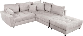 riess-ambiente Ecksofa KENT 220cm beige / schwarz, Einzelartikel 1 Teile, Wohnzimmer · Cord · mit Federkern · inklusive Hocker · L-Form · Modern