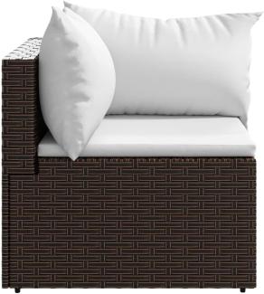 vidaXL Garten-Ecksofa mit Kissen Braun Poly Rattan