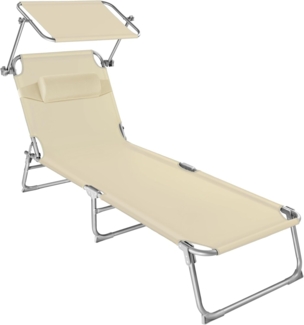 tectake Gartenliege Sonnenliege 4-stufig mit Kopfpolster, 1, 1 St, 1tlg, klappbar