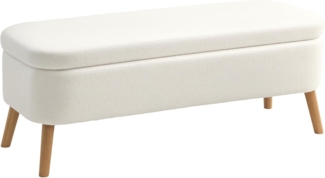 HOMCOM Sitzbank Aufbewahrungshocker (Sitztruhe, 1-St, Sitzhocker mit 65 L Stauraum), 120 x 42 x 45 cm, Cremeweiß