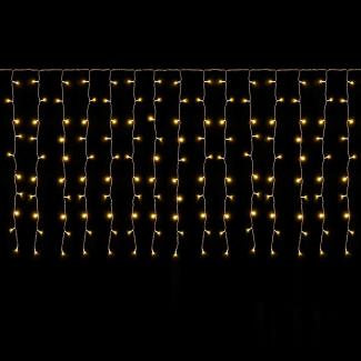 SALCAR LED Eisregen Fenster 3x1 m LED Lichtervorhang Balkon, 150er LED Lichterkette Außen Innen Weihnachten, Weihnachtsbeleuchtung Hängend mit 9 Modi und Memory-Funktion, Warmweiß