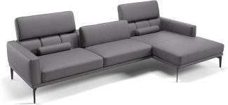 Sofanella Eckcouch SALERNO Leder Polsterecke Sofalandschaft in Grau S: 247 x 157 Breite x 97 Tiefe