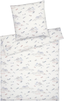 elegante Soft-Flanell Bettwäsche Wintersause schneeweiß|155x220 cm + 80x80 cm