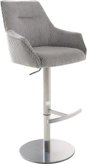 Barstuhl Alja-Flex Cord Silbergrau Drehfuß höhenverstellbar Edelstahl drehbar Taschenfederkern