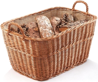 Kobolo Kaminholzkorb Holzkorb eckig gekochte Weide Leinen Gr 2