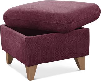 CAVADORE Hocker Lotta / Skandinavischer Stauraumhocker als Beistellhocker oder Fußhocker / 58 x 47 x 58 / Webstoff, Rot, Paris Chianti, Quadratisch