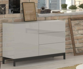 Dmora Wohnzimmer TV-Ständer, Made in Italy, TV-Ständer mit 2 Türen und 1 Schublade, cm 150x43h46, Farbe Schiefergrau