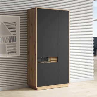 Lomadox Mehrzweckschrank ALBANY-83 schwarz matt 92/181/40 cm