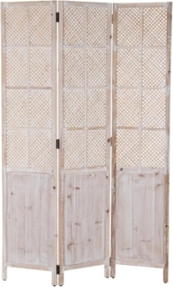 DRW Paravent aus Holz, 3 Flügel, weiß, gebeizt, 117 x 2 x 180 cm
