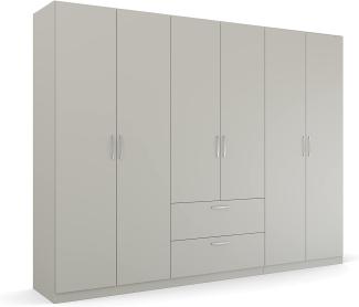 Rauch Möbel Pure by Quadra Spin Schrank Drehtürenschrank, Grau, 6-trg, inkl. 3 Kleiderstangen, 3 Einlegeböden, 2 Schubkästen, BxHxT 271x210x54 cm