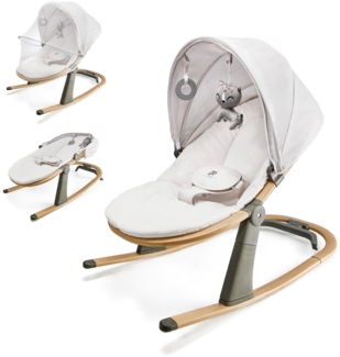 Kinderkraft ELSU Babywippe 2in1 ab Geburt, Hüpfstuhl für Babys Neugeborene 0-9 kg, 2 Spielzeuge zur Aktivierung, Verstellbarer, Leicht, Weiches Material, Grau