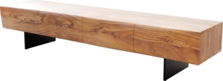 Lowboard New Live-Edge 175 cm Akazie Natur 4 Türen Fuß schwebend Metall Schwarz