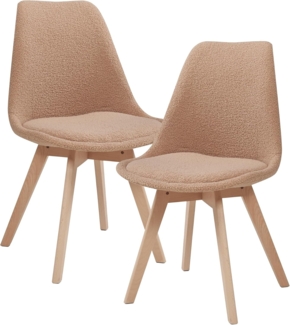 Esszimmerstuhl Fläten 2er Set Bouclé Taupe [en. casa]