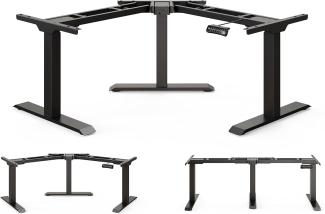 DESQUP® Corner Elektrisch höhenverstellbares Eckschreibtisch Gestell | 5 Jahre Garantie | Ergonomischer winkelverstellbarer Steh-Sitz Schreibtisch Untergestell | Ecktischgestell | Schwarz