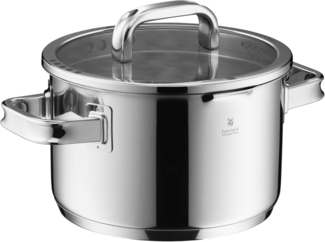 WMF Fleischtopf Function 4 Advanced, Cromargan® Edelstahl rostfrei 18/10 (Volumen 3,4l, Höhe 13 cm), Glasdeckel mit 4 Abgießfunktionen