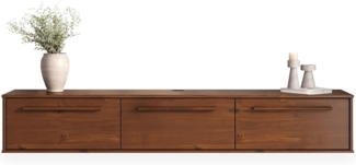 IDIMEX Lowboard TECCA, Hängekonsole mit 3 Klappen Massivholz Mid Century Stil Kastanie farben