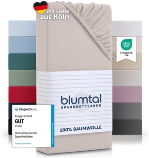 Blumtal® Spannbettlaken für Topper 100x200 cm Basics Jersey - Bettlaken 100x200 cm aus 100% Baumwolle - Oeko-TEX zertifiziertes Spannbetttuch 100x200 cm - Topper Spannbettlaken 100x200 cm - Elfenbein