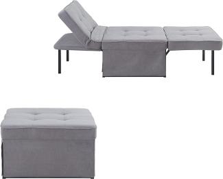 Atlantic Home Collection Sessel, Liege, Hocker Finn, Polyester, Grau, BxTxH: 80cm x 72cm x 43cm