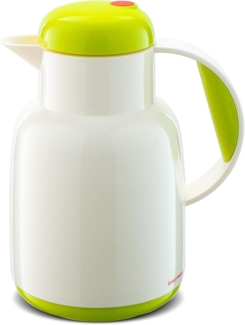 ROTPUNKT Isolierkanne 1,0 ltr. hochwertig I Glaseinsatz I BPA Frei I 24 Std warm 36 std kalt, 1 l, (Kaffekanne I Teekanne, 970 white/limecurd), Glaskolben aus doppelwandigem Rosalin-Glas