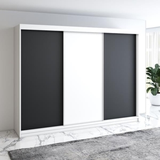 Schwebetrenschrank MERO 3-trig Schrank 200 cm Farbe: Wei , schwarz