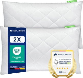 Gentle North Kopfkissen (50x75 cm groß) - 2er Set Kissen für Bett und als Dekokissen - Mit Reißverschluss für Füllung - Sofakissen - Zierkissen für Couch und Sofa - Ökotex - Waschbar bis 60° - Weiß
