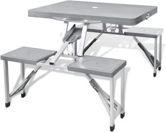 vidaXL Campingtisch mit 4 Hockern Klappbar Aluminium Extra Leicht Grau 41457