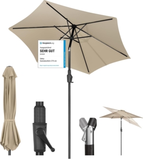 Sekey 220 cm Sonnenschirm mit Kurbel und Auto Kippen,Marktschirm für Terrasse,Balkon & Garten,Windfest Stabil UPF 50+