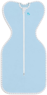 Love To Dream Pucksack Lite, Baby Erstausstattung Neugeboren 2,2-3,8kg, ideal für warme Temperaturen 24-27°C, Arme hoch Position, zweiweg-Reißverschluss für einfaches Windelwechseln, Schlafsack, Blau