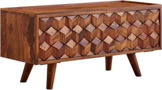 Lowboard Sheesham Massivholz 92x44x35 cm TV-Kommode mit Klapptür, Design TV-S...