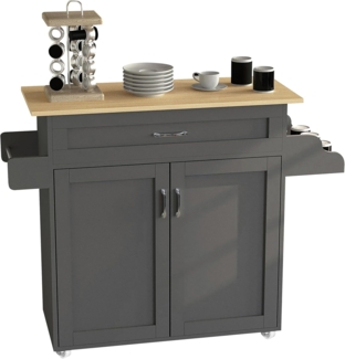 VCM Küchenmöbel Servierwagen Pastano 920548 Anthrazit / Honig-Eiche H. 89 x B. 114 x T. 39 cm