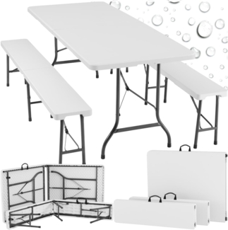 tectake Campingtisch Panja (1-St, 3 tlg), Kompakte Campinggarnitur zum Zusammenklappen