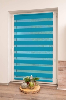 K-Home Klemmfix Doppelrollo Madrid ohne Bohren Petrol 100x150 cm (B x L)