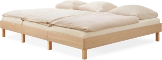 Ehrenkind Holzbett Plano, Modulares Familienbett, FSC® Zertifiziert (Familienbett, 270x200 cm, Massiv-Buche Natur, 2‑in‑1 Höhe (Bodenbett oder Standard), Modular und Höhenverstellbar