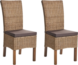 Esszimmerstuhl 2er Set ANDES Rattan Braun