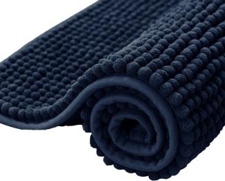 subrtex Badematte rutschfest Badezimmerteppich aus Chenille Saugfähig Badteppich weich Wasserabsorbierende Badvorleger für Badezimmer,Maschinenwaschbar(50x80 cm, Marineblau)