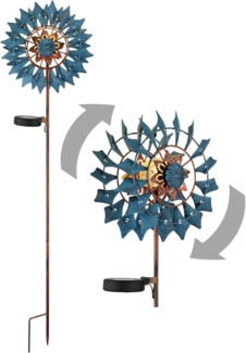 bmf-versand LED Solarleuchte Windrad Metall Garten Solar Solarleuchte Außen Solarlampe Windspiel, drehend, LED fest integriert, Warmweiß, Windmühle