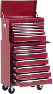 HOMCOM Werkstattwagen, max. Traglast:20 kg, (Transportkarre, 1-tlg, Werkzeugkasten), Rot 61,5 x 33 x 113 cm
