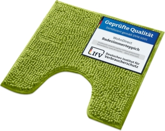 WohnDirect Badematte 45x45 cm MIT WC Ausschnitt | Grün - rutschfest & Waschbar - Badezimmerteppich zum Set kombinierbar, Badvorleger, WC Garnitur, Badteppich