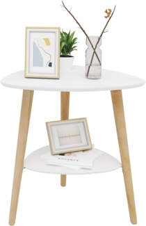 EUGAD Beistelltisch Sofatisch Couchtisch Nachttisch Nachtkommode Nachtschrank Kaffeetisch mit 2 Ablagefäche Holzbeine MDF 50 x 40 x 55 cm Weiß 0063ZZ