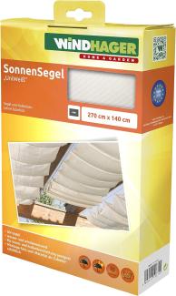 Windhager Sonnensegel für Seilspanntechnik, Wintergarten und Terrassen Beschattung, Seilspannmarkise, 270x140 cm, Uni Weiß, 10874