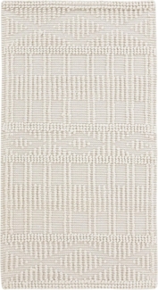Teppich Wolle helles Beige 80 x 150 cm geometrisches Muster Kurzflor LAPSEKI