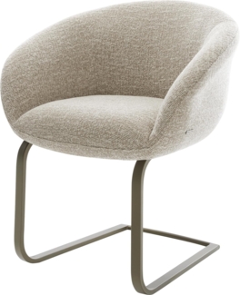 Freischwinger Vinka-Flex mit Armlehnen Webstoff Soft Beige Freischwinger flach Effektfinish Titan Taschenfederkern