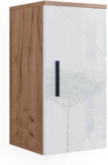 Vicco Hängeschrank Badschrank Badezimmermöbel Irma Eiche Weiß Hochglanz modern 30x59 cm Badezimmer Schrank Badmöbel hängend Schranktür Schrankfach