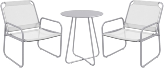 Outsunny 3tlg. Bistro-Set, Balkonmöbel-Set inkl. 1 Tisch, 2 Stühlen, Gartenmöbel-Set, Gartensitzgruppe für Garten, Terrasse, Mesh, Hellgrau