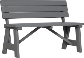 Outsunny Bank mit Rückenlehnen, 220kg belastbar (wetterfest Sitzbank aus Holz, 1-St, 2-Sitzer Gartenbank), für Balkon Terrasse, Garten, 116 x 56 x 80 cm, Grau