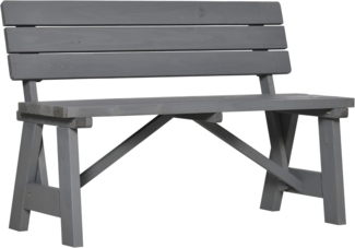 Outsunny Bank mit Rückenlehnen, 220kg belastbar (wetterfest Sitzbank aus Holz, 1-St, 2-Sitzer Gartenbank), für Balkon Terrasse, Garten, 116 x 56 x 80 cm, Grau